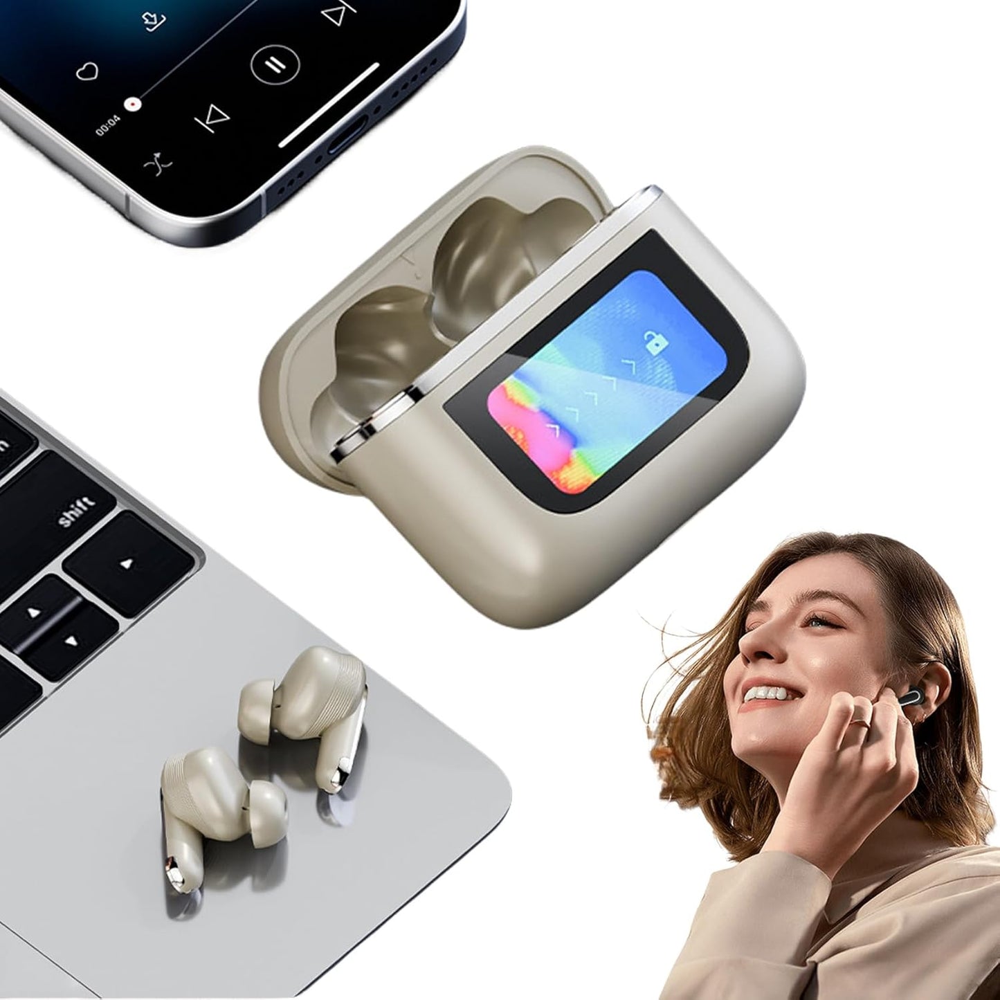 Auriculares inalámbricos con pantalla led