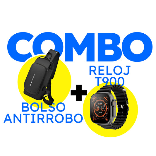Combo bolso antirrobo + Reloj T900