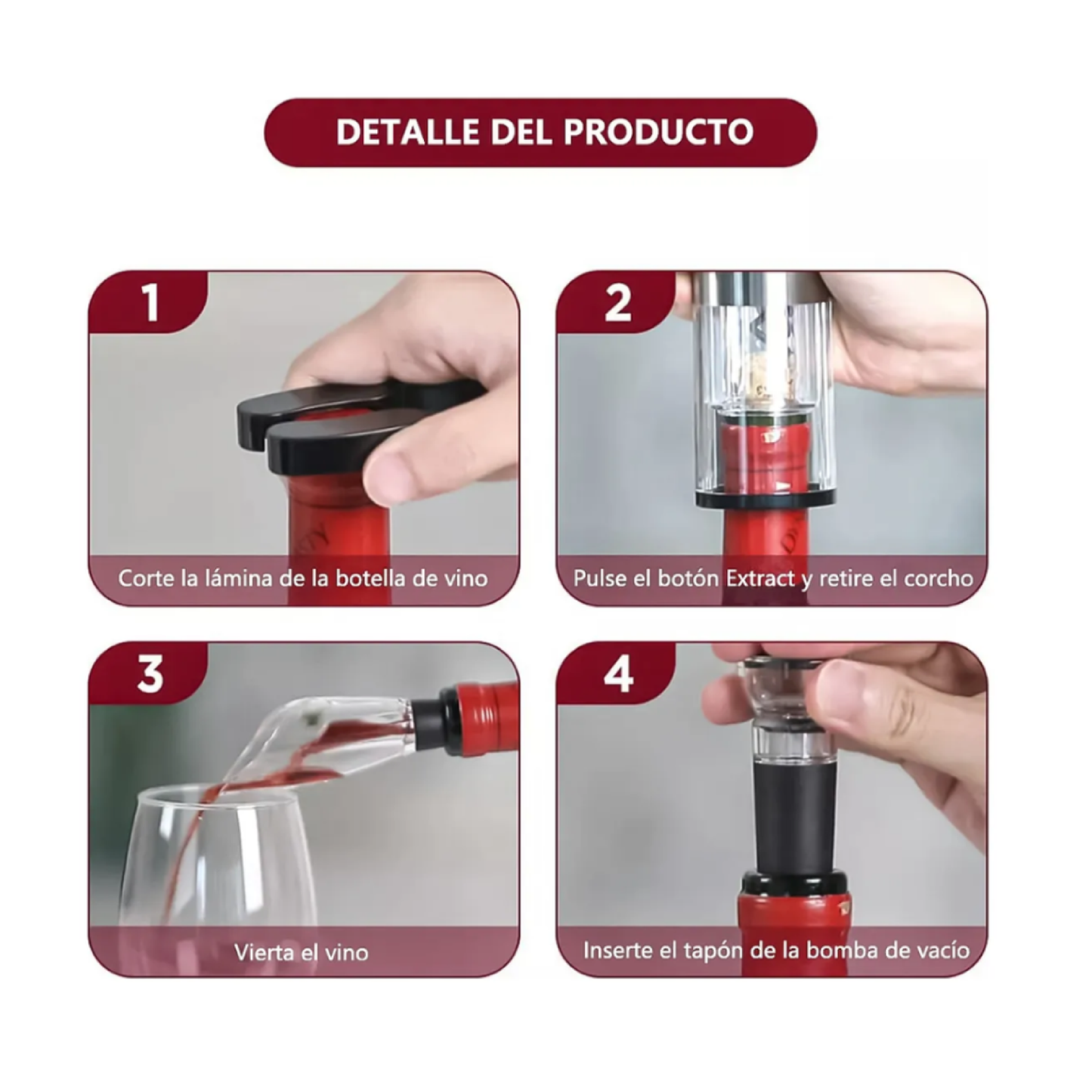 Kit descorchador de vinos eléctrico
