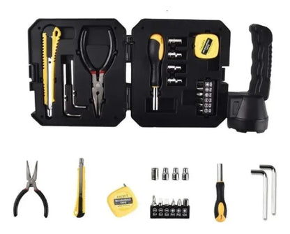 Kit de herramientas y linterna con panel solar